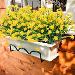 6lı Set Yapay Çiçek Sazlı Lotus Sarı Renk 7 Dal Plastik  30cm