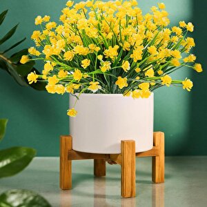 6lı Set Yapay Çiçek Sazlı Lotus Sarı Renk 7 Dal Plastik  30cm