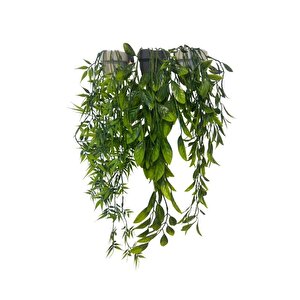 3lü Set Yapay Çiçek Mini Saksıda Yeşil Sarkan Bitkiler 45cm