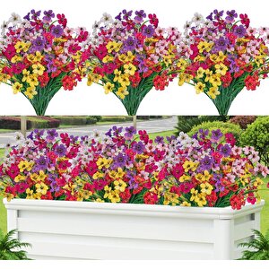 12li Set Yapay Çiçek Sazlı Mine Karışık Renk 5 Dallı 33cm