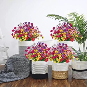 12li Set Yapay Çiçek Sazlı Mine Karışık Renk 5 Dallı 33cm