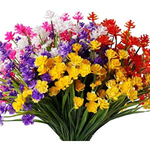 6lı Set Yapay Çiçek Sazlı Lotus Karışık Renk 7 Dal Plastik  30cm