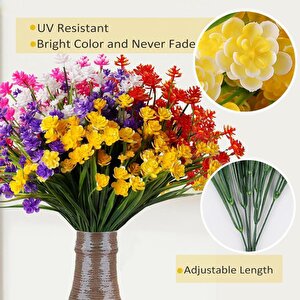 6lı Set Yapay Çiçek Sazlı Lotus Karışık Renk 7 Dal Plastik  30cm