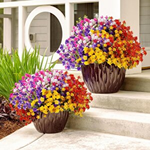 6lı Set Yapay Çiçek Sazlı Lotus Karışık Renk 7 Dal Plastik  30cm