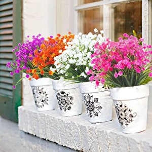 6lı Set Yapay Çiçek Sazlı Lotus Karışık Renk 7 Dal Plastik  30cm