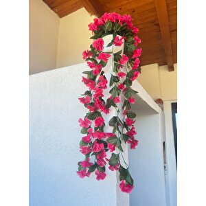 Yapay Çiçek Sarkan Fuşya Menekşe Krem Rengi Saksıda 4 Sarkan Dallı 70cm