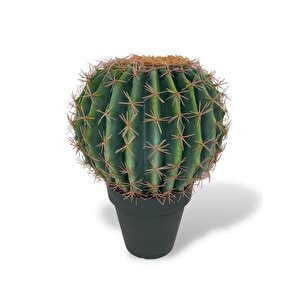 Yapay Çiçek Echinocactus Grusonii Altın Fıçı Kaktüs Siyah Saksıda 35*25m Cactüs  Sk4010s