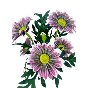 Yapay Çiçek Mürdüm Margarit Papatya Siyah Saksıda Dekoratif Yapay Çiçek 30*25cm