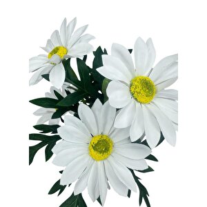 Yapay Çiçek Beyaz Margarit Papatya Siyah Saksıda Dekoratif Yapay Çiçek 30*25cm