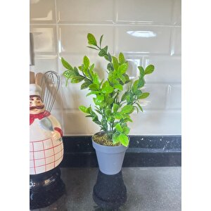 4lü Set Yapay Çiçek Mini Saksıda Yeşil Bitkiler 30cm
