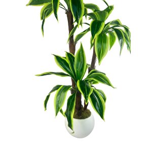 Yapay Ağacı Yukka Sarı Şeritli Draceena Ağacı Beyaz Küre Saksıda 100*50cm