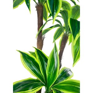Yapay Ağacı Yukka Sarı Şeritli Draceena Ağacı Beyaz Küre Saksıda 100*50cm