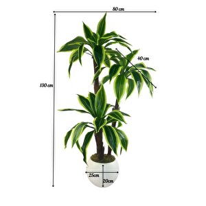 Yapay Ağacı Yukka Sarı Şeritli Draceena Ağacı Beyaz Küre Saksıda 100*50cm