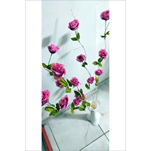 En Uzun 160 Cm Pembe Güllü 6 Dalgalı Dal 60 Cm İnce Belli Konik Filayağı Geniş Taban Düz Beyaz Vazo