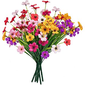 6lı Set Yapay Çiçek Sazlı Mine Karışık Renk 5 Dallı 33cm