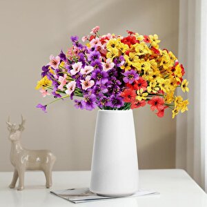 6lı Set Yapay Çiçek Sazlı Mine Karışık Renk 5 Dallı 33cm