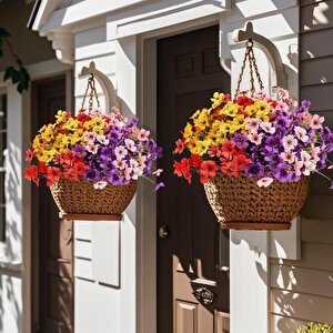 6lı Set Yapay Çiçek Sazlı Mine Karışık Renk 5 Dallı 33cm