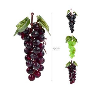 3lü Set Yapay Meyve Kırmızı Siyah Yeşil Üzüm Süs Dekoratif Meyve 15cm