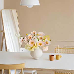 Yapay Çiçek Gelincik Çiçeği Yavruağzı Renk 3 Çiçek 1 Tomurcuk 59cm