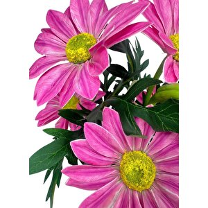 Yapay Çiçek Pembe Margarit Papatya Siyah Saksıda Dekoratif Yapay Çiçek 30*25cm