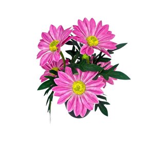 Yapay Çiçek Pembe Margarit Papatya Siyah Saksıda Dekoratif Yapay Çiçek 30*25cm
