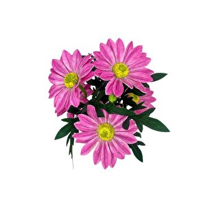 Yapay Çiçek Pembe Margarit Papatya Siyah Saksıda Dekoratif Yapay Çiçek 30*25cm