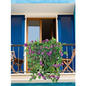 Yapay Çiçek Mor Begonvil Li Mor Çit Balkon Saksısı 55*35cm 70cm Sarkar