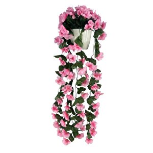 Yapay Çiçek Sarkan Pembe Menekşe Krem Rengi Saksıda 4 Sarkan Dallı 70cm