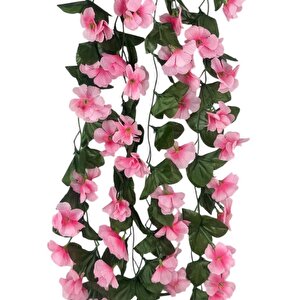 Yapay Çiçek Sarkan Pembe Menekşe Krem Rengi Saksıda 4 Sarkan Dallı 70cm