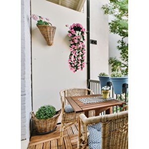 Yapay Çiçek Sarkan Pembe Menekşe Krem Rengi Saksıda 4 Sarkan Dallı 70cm