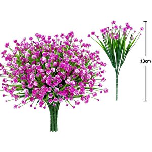 6lı Set Yapay Çiçek Sazlı Lotus Lila Renk 7 Dal Plastik  30cm