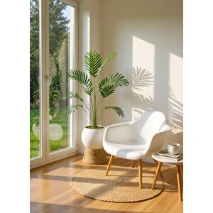 Yapay Ağaç 23 Yaprak Palmiye Ağacı Beyaz Küre Saksıda 90*60cm