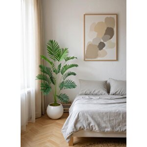 Yapay Ağaç 23 Yaprak Palmiye Ağacı Beyaz Küre Saksıda 90*60cm