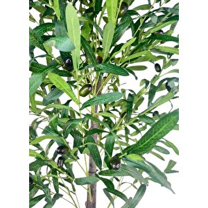 Yapay Zeytin Ağacı 130cm İki Gövdeli Beyaz Küre Saksıda Salex Doğal Gerçek Görünümlü Yapay Ağaç