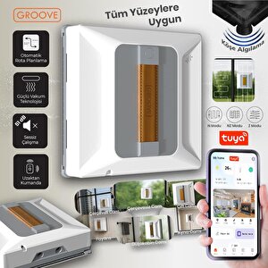 Groove Nexis Pro Akıllı Uygulama Kontrollü Cam Temizleme Silme Robotu +yapay Zeka Desteği+ultra Sessiz+akıllı Sensör+4 Ultrasonik
