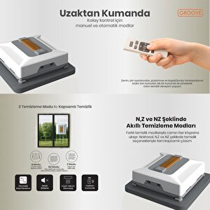 Groove Nexis Pro Akıllı Uygulama Kontrollü Cam Temizleme Silme Robotu +yapay Zeka Desteği+ultra Sessiz+akıllı Sensör+4 Ultrasonik