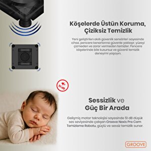 Groove Nexis Pro Akıllı Uygulama Kontrollü Cam Temizleme Silme Robotu +yapay Zeka Desteği+ultra Sessiz+akıllı Sensör+4 Ultrasonik