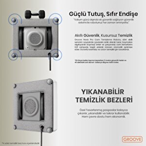 Groove Nexis Pro Akıllı Uygulama Kontrollü Cam Temizleme Silme Robotu +yapay Zeka Desteği+ultra Sessiz+akıllı Sensör+4 Ultrasonik