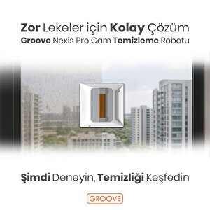 Groove Nexis Pro Akıllı Uygulama Kontrollü Cam Temizleme Silme Robotu +yapay Zeka Desteği+ultra Sessiz+akıllı Sensör+4 Ultrasonik