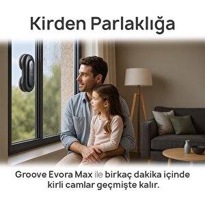 Groove Evora Max Akıllı Uygulama Kontrollü Cam Temizleme Silme Robotu +yapay Zeka Desteği+ultra Sessiz+akıllı Sensör+2 Ultrasonik