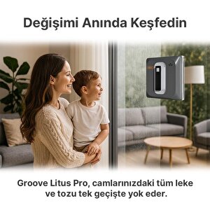 Groove Litus Pro Akıllı Uygulama Kontrollü Cam Temizleme Silme Robotu +yapay Zeka Desteği+ultra Sessiz+akıllı Sensör+4 Ultrasonik