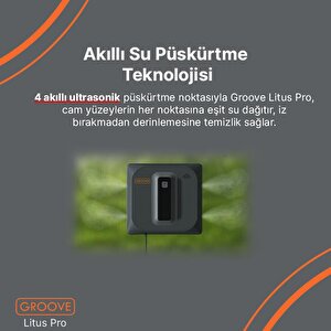 Groove Litus Pro Akıllı Uygulama Kontrollü Cam Temizleme Silme Robotu +yapay Zeka Desteği+ultra Sessiz+akıllı Sensör+4 Ultrasonik