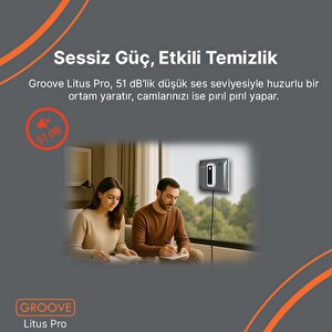 Groove Litus Pro Akıllı Uygulama Kontrollü Cam Temizleme Silme Robotu +yapay Zeka Desteği+ultra Sessiz+akıllı Sensör+4 Ultrasonik