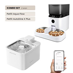 Petfit Aqua Flow Wifi Akıllı Bataryalı Otomatik Kedi Köpek Su Pınarı Çeşmesi Şelalesi+petfit Autodine X Plus 5l Wi-fi Kameralı Akı