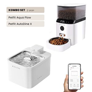 Petfit Aqua Flow Wifi Akıllı Bataryalı Otomatik Kedi Köpek Su Pınarı Çeşmesi Şelalesi+petfit Autodine X 5l Wi-fi Kameralı Akıllı O
