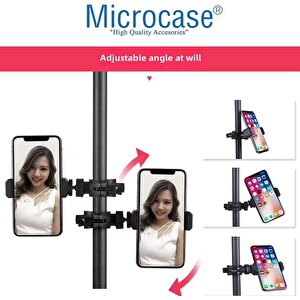 Microcase 3 Telefon Başlıklı 2.1 Metre Uzayabilen Yükseklik Ve Açı Ayarlı Youtuber & Influencer Çekim Tripodu Standı Al5035