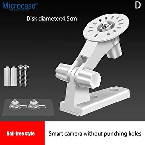 Microcase 3m Yapışkan Veya Vida Monteli 1/4 Vida Girişli 180 Derece Döner Başlıklı Web Kamera Bebek Kamerası Tutucu Stand - Al5014