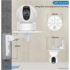 Microcase 3m Yapışkan Veya Vida Monteli 1/4 Vida Girişli 180 Derece Döner Başlıklı Web Kamera Bebek Kamerası Tutucu Stand - Al5014