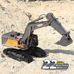 Huina 1592 1/14 Yüksek Kalite 22 Kanal Rc Model Metal Kepçeli Ekskavatör Kazıcı Uzaktan Kumandali Çok Fonksiyonlu İş Makinesi -2.4