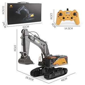 Huina 1592 1/14 Yüksek Kalite 22 Kanal Rc Model Metal Kepçeli Ekskavatör Kazıcı Uzaktan Kumandali Çok Fonksiyonlu İş Makinesi -2.4